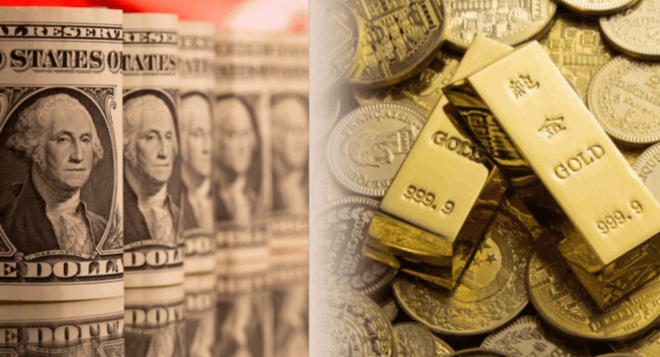 Preço do ouro em alta com queda do dólar, recuo dos rendimentos dos EUA e tensões no Oriente Médio